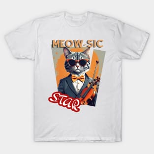 Cat Violinist: "Violinist Meow-ster" T-Shirt